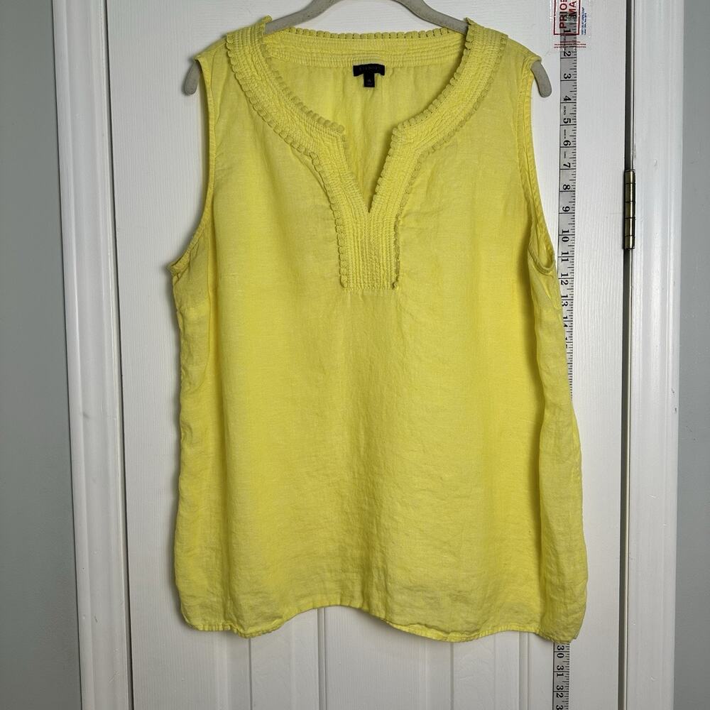 Talbots Irish Linen Yellow Sleeveless Tank Top Lagenlook Women’s Size XL - Picture 2 of 8